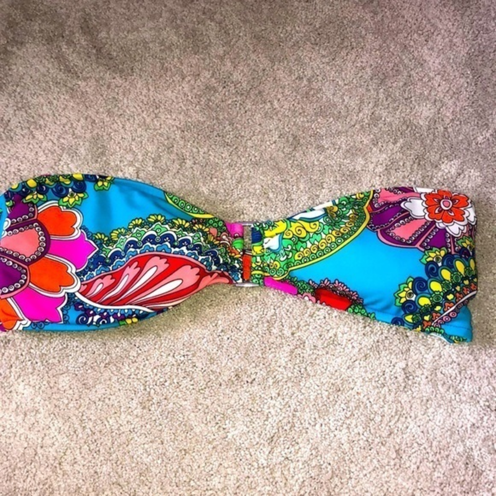 W Swim‎ Bikini Top Large Paisley Print Multi color